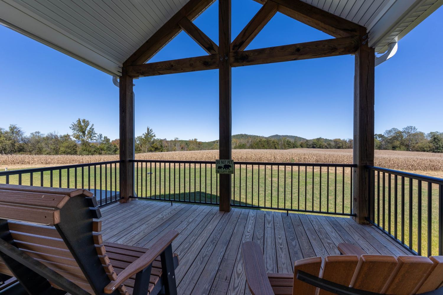 Covered porch with pastoral views